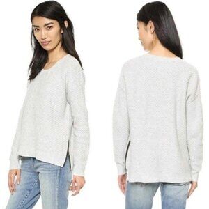 🩶 Madewell Landmark Textured Knit Side Zip Pullover Crew Cotton Sweater | Small
